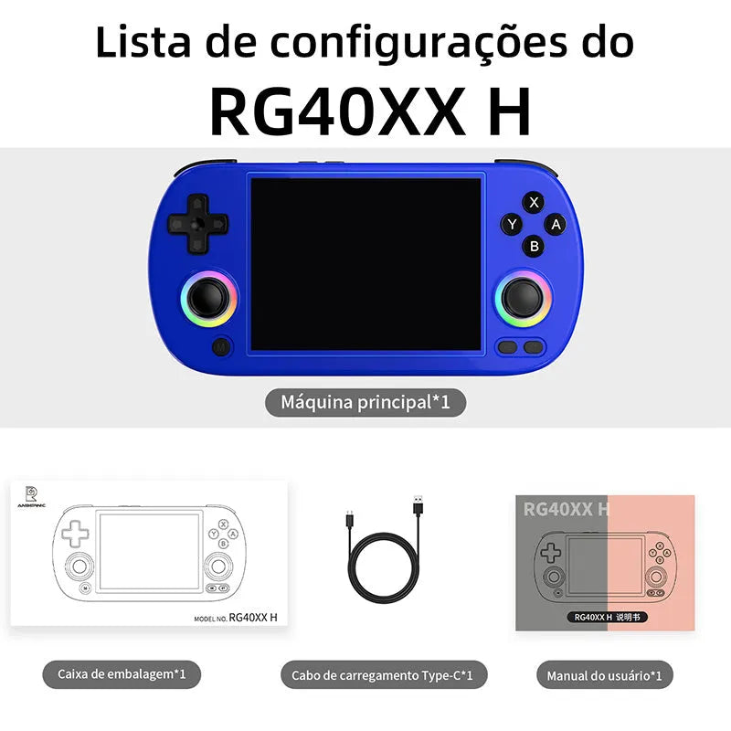 ANBERNIC RG40XX H Console De Jogo Portátil 4.0 Polegadas Suporte De Joystick De Tela IPS 5g WiFi Bluetooth RGB Iluminação Retro Vídeo Game